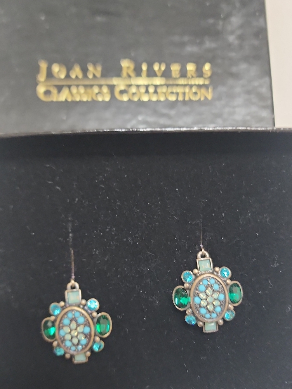Joan Rivers Classic Collection Teal & Emerald Drop Earrings
